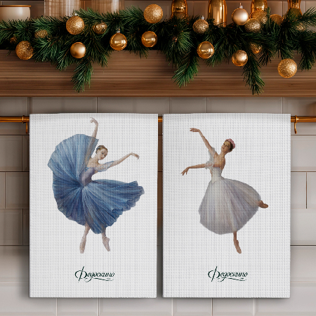 Набор полотенец вафельных Русские балерины "Федоскино" 40х70